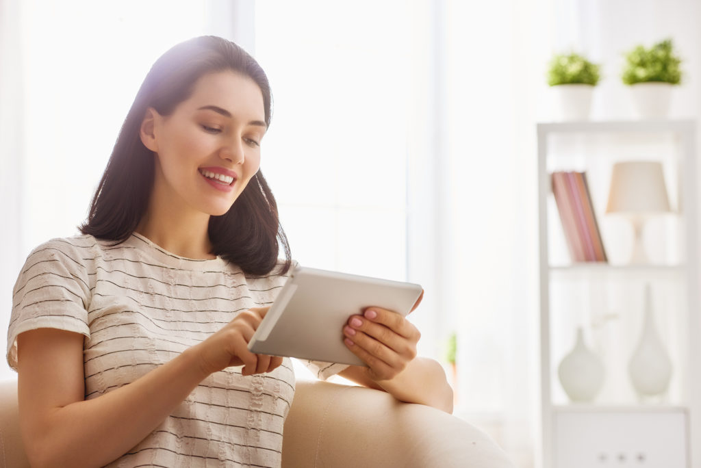woman with tablet