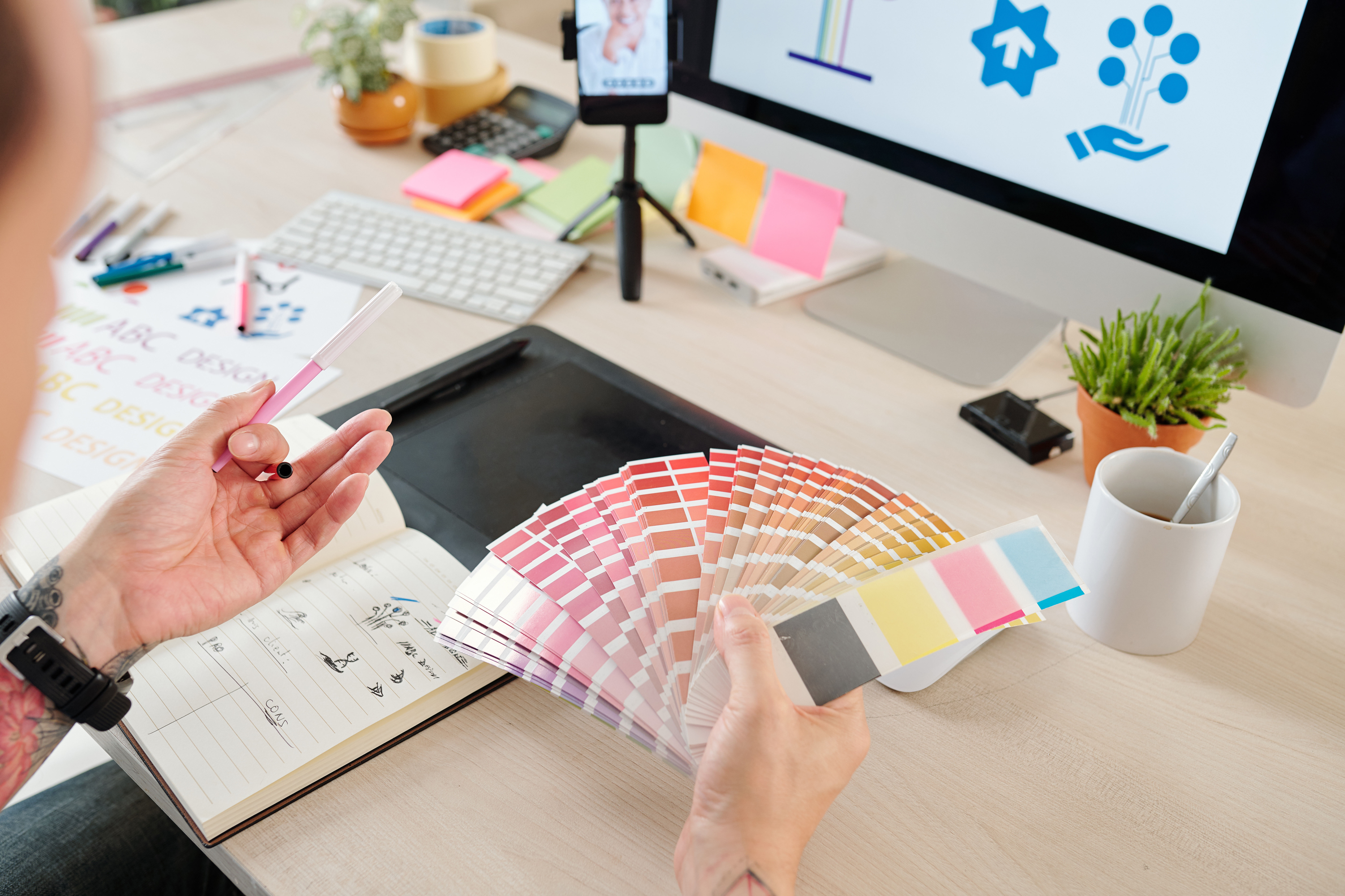 Designer and customer choosing color