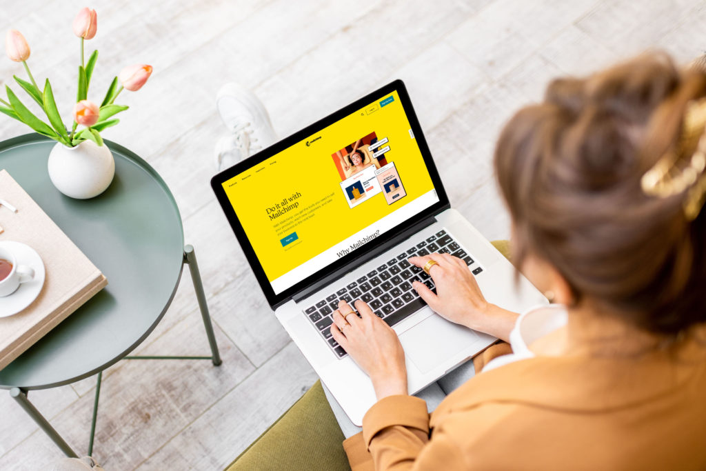 Woman working on computer at home