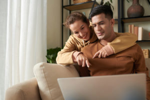 Young couple doing online shopping